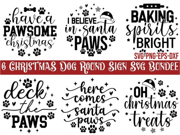 6 Christmas Dog Round Sign Svg Bundle: A Versatile Design Collection for Creative Projects