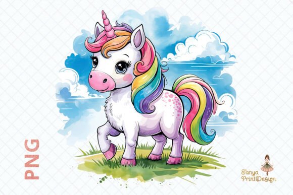Cute Rainbow Unicorn PNG Clipart
