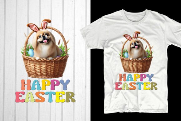 Happy Easter Day. Pekingese Dog: A Unique Design for Your POD Business