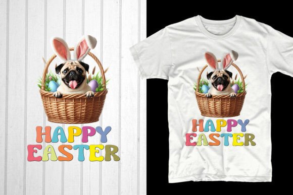 Happy Easter Day. Pug Dog: A Trendy Design for Your POD Business