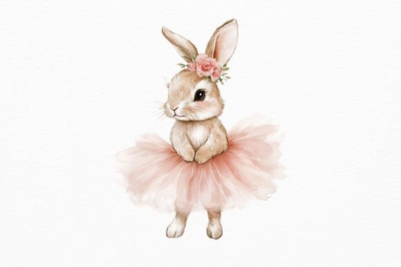 Watercolor Bunny in Tutu PNG: A Whimsical Addition to Creative Projects